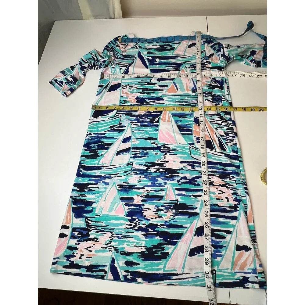 LILLY PULITZER Girls Size XL 12-14 Dress SAILBOAT Beach Colorful Preppy